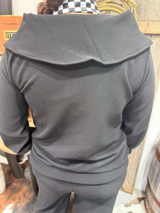 Zenana  Black Ribbed Loungewear Set - Chic Matching Loungewear