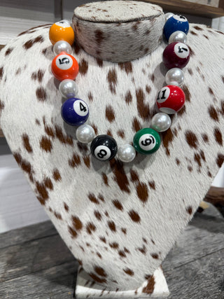 Rack ’Em Up Pool Ball Pearl Necklace