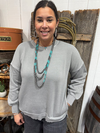 Zenana Icy Blue Pocket Crewneck Sweatshirt – Soft Cozy Everyday Pullover