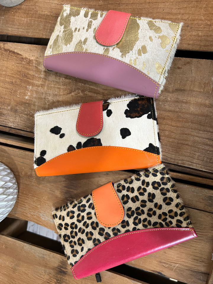 Leather And Cowhide Animal Print Wallet