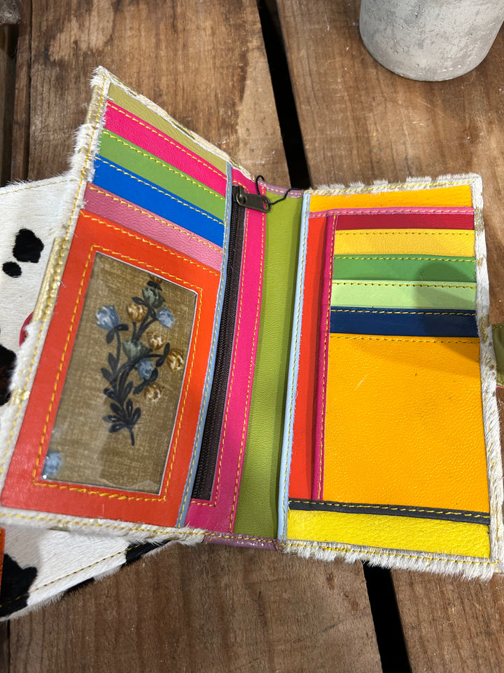 Leather And Cowhide Animal Print Wallet