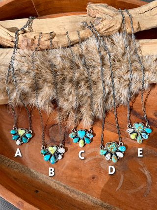 Mixed Mine Turquoise Cluster Necklace – Sterling Silver