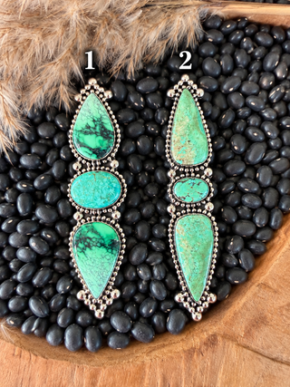 Triple Stone Turquoise Statement Ring – German Silver