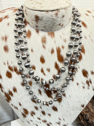 3 Strand Triple Strand Rosary Style Navajo Style Pearl Layered Necklace Set