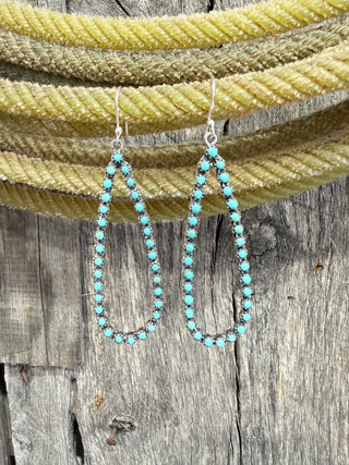 Sterling Silver Turquoise Teardrop Earrings | Western Dangle Statement