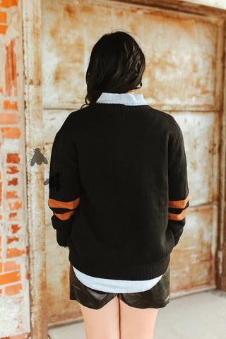 Cattle Cardi Black Hereford Cardigan Sweater