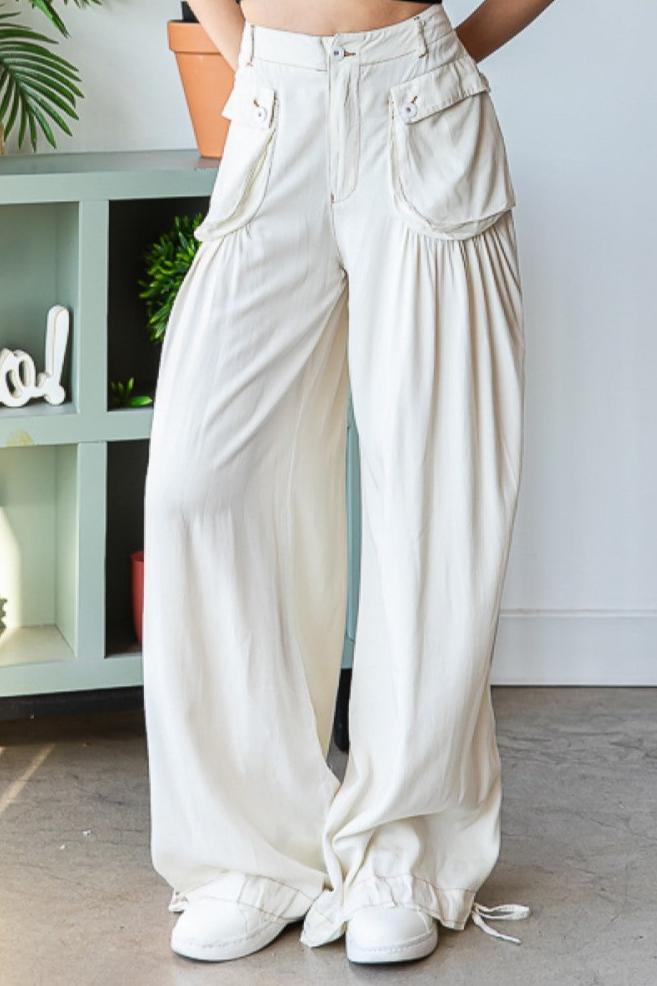 drawstring white pants