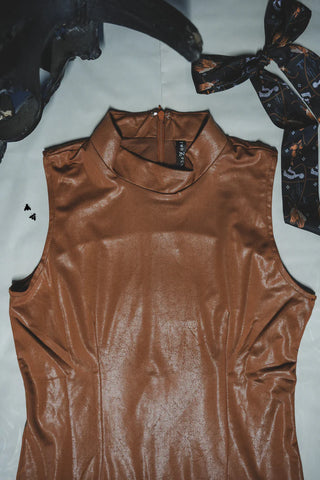 Leather Lust Dress - Saddle