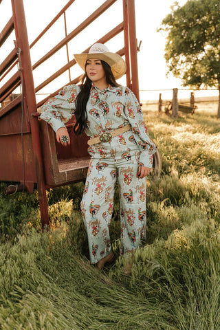 Dusty Teal Howdy Trouser Pants