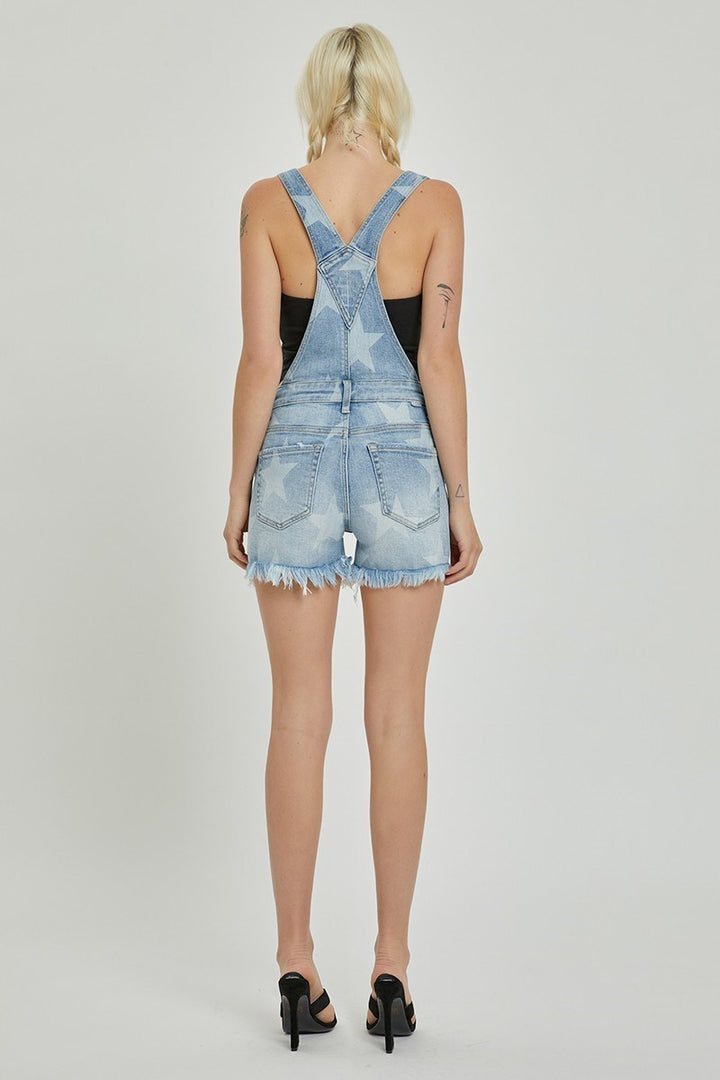 Risen High Rise Star Printed Denim Overall