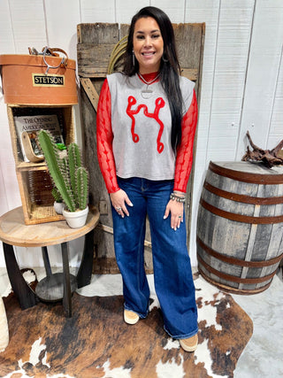 A Bit Western Snaffle Bit Embroidered Cropped T Shirt Top | Layered Cowgirl Graphic Shirt-2 Fly Co. - Barbwire n Bougie Boutique