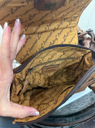 A Rare Tooled Leather Western Clutch Crossbody – Floral Hand-Tooled Purse - Barbwire n Bougie Boutique