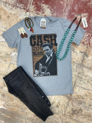 The Man In Black Johnny Cash  Heather Gray Tee