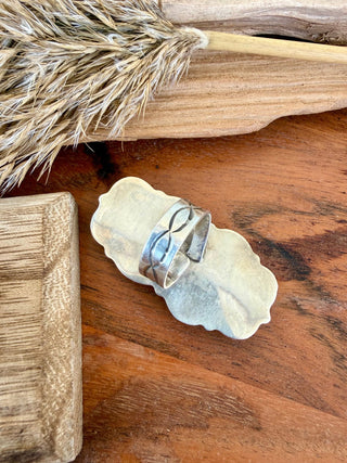 Albert Cleveland Kingman Turquoise Adjustable Ring-Native American-Sterling Silver - Barbwire n Bougie Boutique
