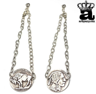 Art by Amy Chief Coin Reversible Buffalo Nickel Choker Necklace – Double Sided - Barbwire n Bougie Boutique