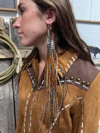 Art by Amy Long Guinness Feather Statement Earrings – 10” to 14” | Western Boho - Barbwire n Bougie Boutique