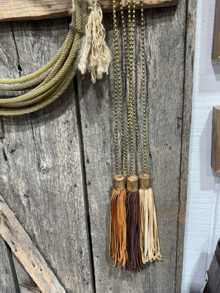 Art by Amy Rustic Leather Tassel Necklace – 3 Colors - Barbwire n Bougie Boutique