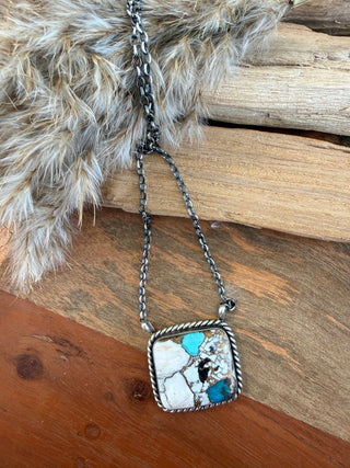Augustine Largo Buffalo Turquoise & Copper Sterling Silver Necklace - Barbwire n Bougie Boutique