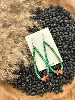 Authentic Sonoran Hold & Spiny Oyster Handmade Beaded Teardrop Earrings – Sterling Silver - Barbwire n Bougie Boutique