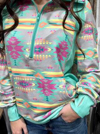 Aztec Dreamer Quarter Zip Pullover - Barbwire n Bougie Boutique