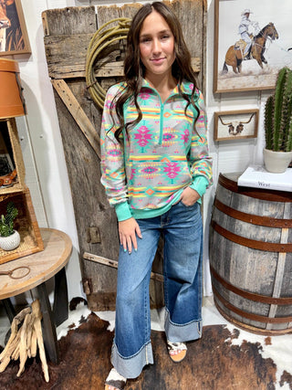 Aztec Dreamer Quarter Zip Pullover - Barbwire n Bougie Boutique