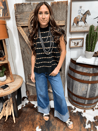Black Canyon Sleeveless Western Sweater Top - Barbwire n Bougie Boutique