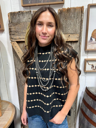 Black Canyon Sleeveless Western Sweater Top - Barbwire n Bougie Boutique