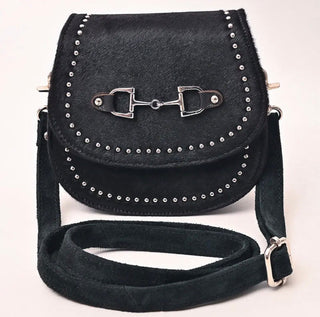 Black Cowhide Snaffle Bit Genuine Leather Crossbody Bag - Barbwire n Bougie Boutique