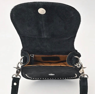 Black Cowhide Snaffle Bit Genuine Leather Crossbody Bag - Barbwire n Bougie Boutique