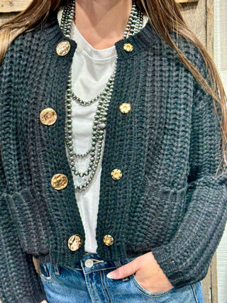 Black Cropped Chunky Knit Sweater - Barbwire n Bougie Boutique