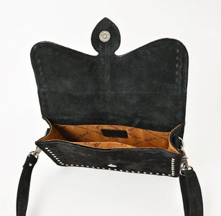 Black Hair-On Hide Horse Bit Crossbody Bag | Genuine Leather Western Purse - Barbwire n Bougie Boutique