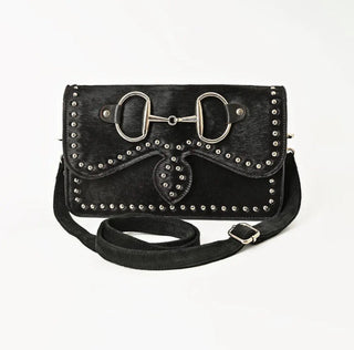 Black Hair-On Hide Horse Bit Crossbody Bag | Genuine Leather Western Purse - Barbwire n Bougie Boutique
