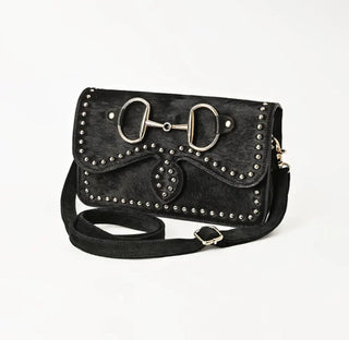 Black Hair-On Hide Horse Bit Crossbody Bag | Genuine Leather Western Purse - Barbwire n Bougie Boutique
