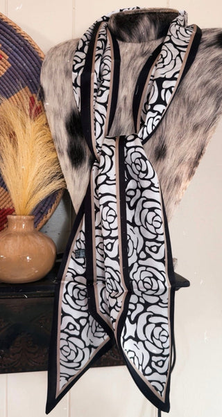 Black Rose Pattern Twilly - Barbwire n Bougie Boutique
