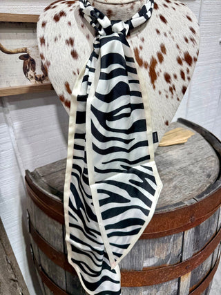 Black & White Zebra Print Twilly Scarf | Western Animal Print Neck Scarf - Barbwire n Bougie Boutique