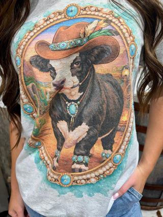 Bling Bling Bougie Bull Graphic Tee – Western Cow Print Cowgirl T-Shirt - Barbwire n Bougie Boutique