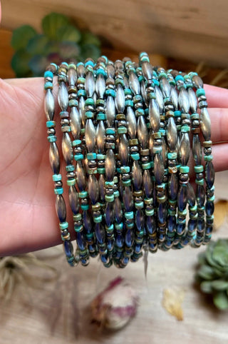Blue-Green Turquoise Heishi & Sterling Silver Torpedo Choker - Barbwire n Bougie Boutique