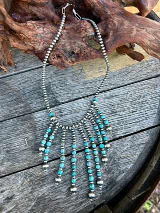 Blue Mesa Turquoise & Sterling Silver Fringe Necklace - Barbwire n Bougie Boutique