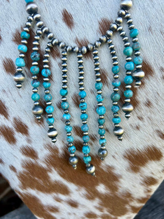 Blue Mesa Turquoise & Sterling Silver Fringe Necklace - Barbwire n Bougie Boutique
