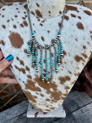 Blue Mesa Turquoise & Sterling Silver Fringe Necklace - Barbwire n Bougie Boutique