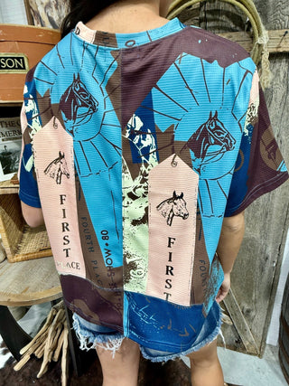 Blue Ribbon Club Boxy Western Tee - Barbwire n Bougie Boutique