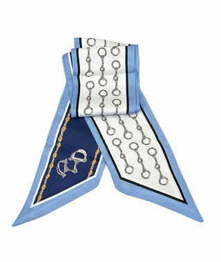 Blue Snaffle Bit Twilly Scarf | Western Silk Feel Purse & Hat Accessory - Barbwire n Bougie Boutique