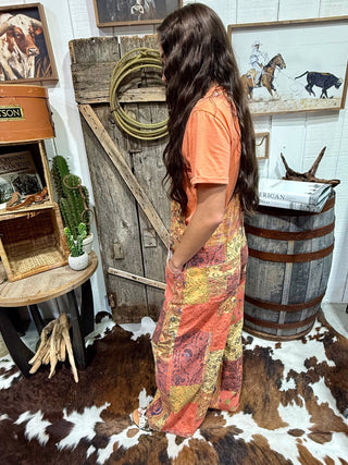 Boho Patchwork Wide Leg Overalls for Women | Vintage-Inspired Jumpsuit - Barbwire n Bougie Boutique
