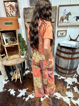 Boho Patchwork Wide Leg Overalls for Women | Vintage-Inspired Jumpsuit - Barbwire n Bougie Boutique