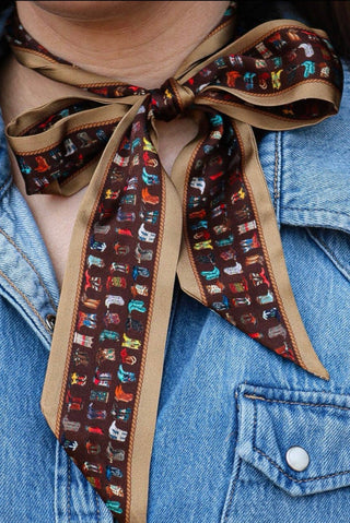 Boot Print Western Twilly Scarf | Cowgirl Hair Scarf & Purse Ribbon - Barbwire n Bougie Boutique