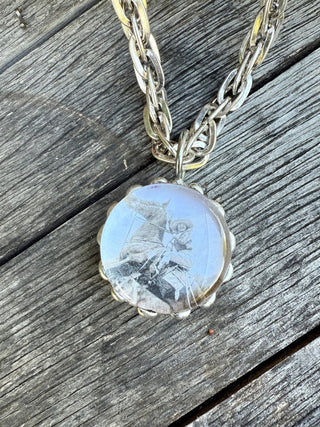 “Branded Bravery” Round Rodeo Cowgirl Soldered Pendant - Barbwire n Bougie Boutique