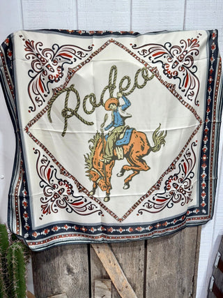 Bronc Rider Wild Rag – Vintage Western Bronc Print Scarf - Barbwire n Bougie Boutique
