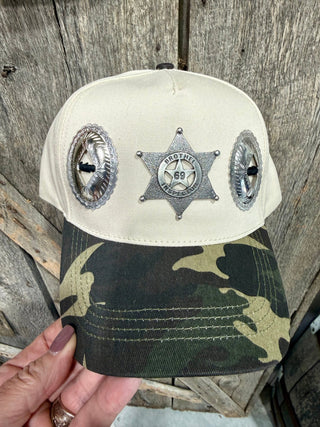 Brothel Inspector Camo Concho Trucker Hat- NFR - Barbwire n Bougie Boutique