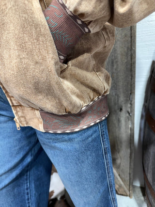 Buckskin Buckstitch Western Bomber Jacket - Barbwire n Bougie Boutique