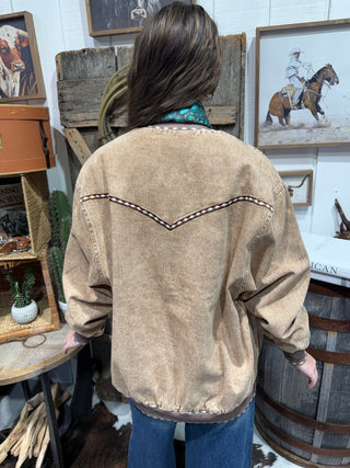 Buckskin Buckstitch Western Bomber Jacket - Barbwire n Bougie Boutique